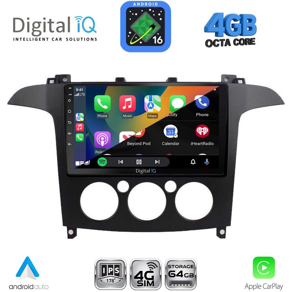 DIGITAL IQ RTG 6175_CPA A/C (9inc) MULTIMEDIA TABLET for FORD SMAX mod. 2006-2014 DIGITAL IQ RTG 6175_CPA A/C (9inc) MULTIMEDIA TABLET for FORD SMAX mod. 2006-2014