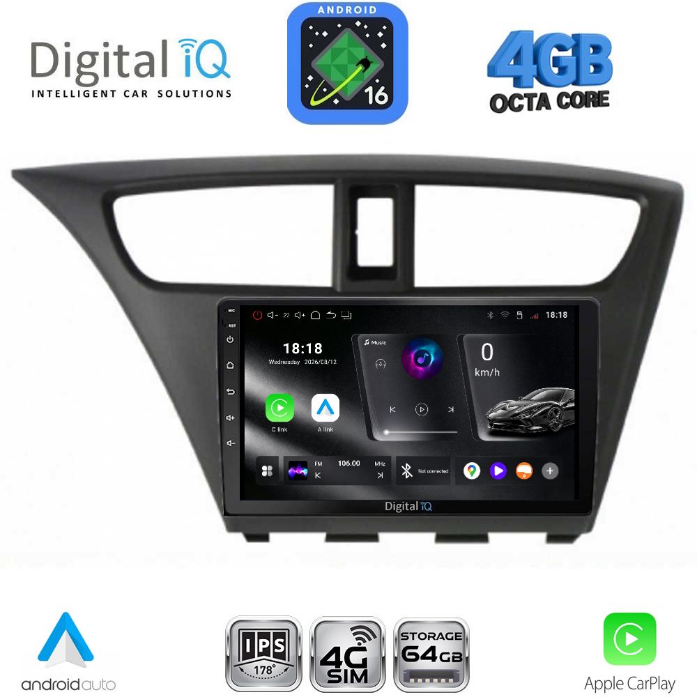 DIGITAL IQ RTG 6190_CPA (9inc) MULTIMEDIA TABLET for HONDA CIVIC mod. 2012-2016 DIGITAL IQ RTG 6190_CPA (9inc) MULTIMEDIA TABLET for HONDA CIVIC mod. 2012-2016