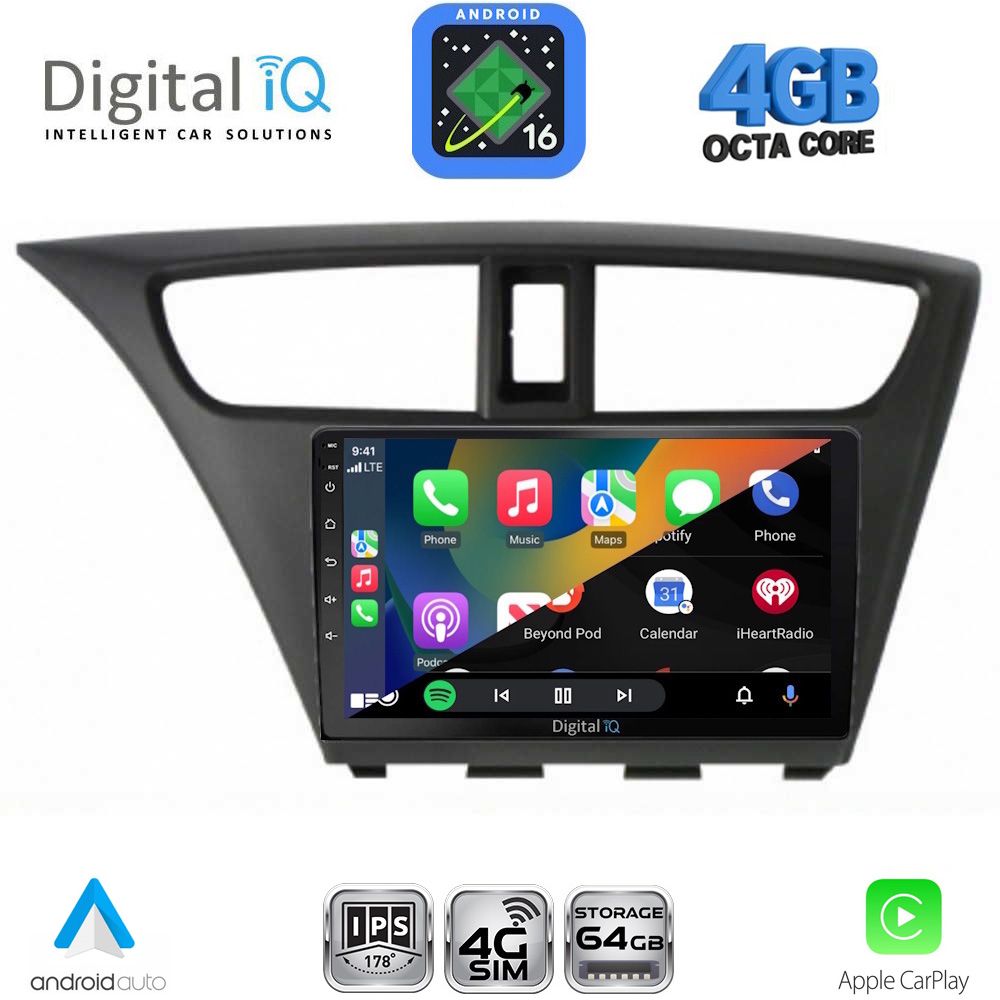 DIGITAL IQ RTG 6190_CPA (9inc) MULTIMEDIA TABLET for HONDA CIVIC mod. 2012-2016 DIGITAL IQ RTG 6190_CPA (9inc) MULTIMEDIA TABLET for HONDA CIVIC mod. 2012-2016