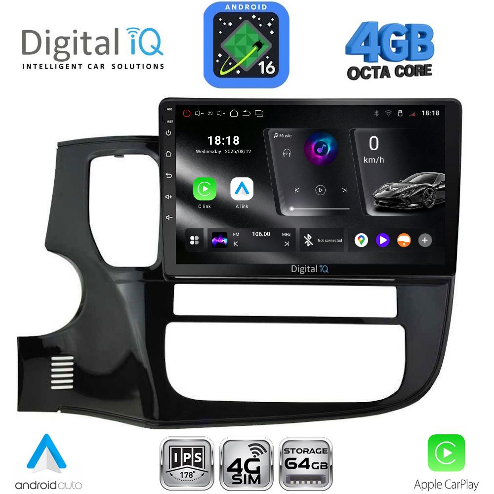 DIGITAL IQ RTG 6443_CPA (10inc) MULTIMEDIA TABLET for MITSUBISHI OUTLANDER mod. 2013-2020 DIGITAL IQ RTG 6443_CPA (10inc) MULTIMEDIA TABLET for MITSUBISHI OUTLANDER mod. 2013-2020