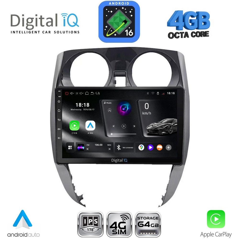 DIGITAL IQ RTG 6464_CPA (10inc) MULTIMEDIA TABLET for NISSAN NOTE mod. 2012-2020 DIGITAL IQ RTG 6464_CPA (10inc) MULTIMEDIA TABLET for NISSAN NOTE mod. 2012-2020