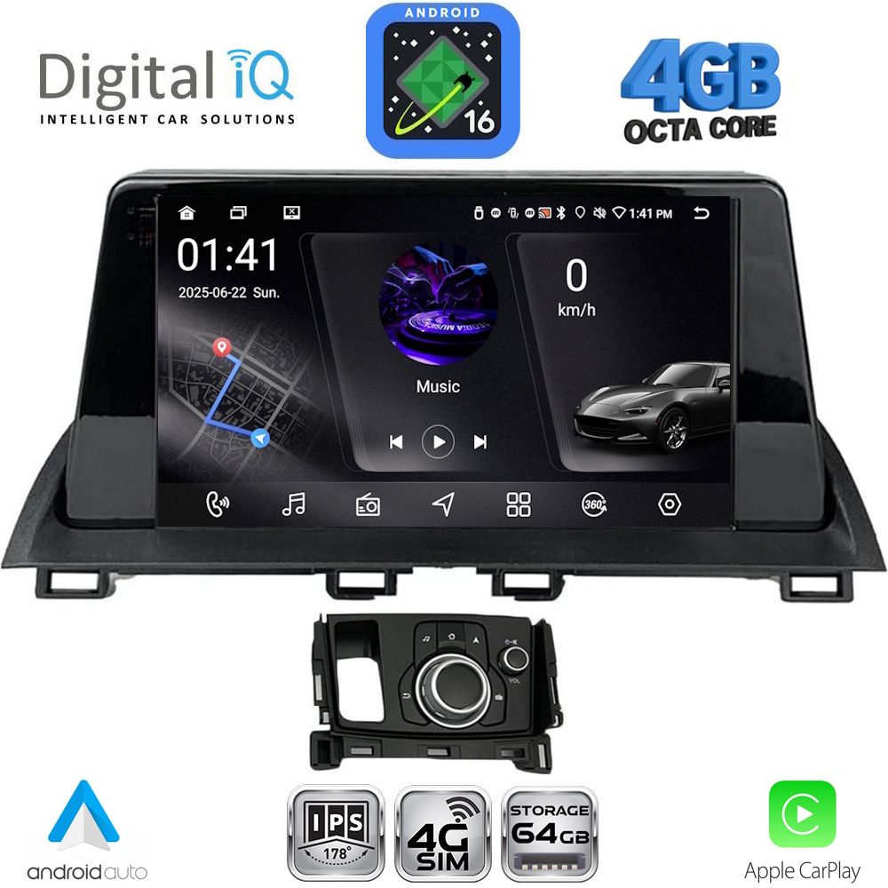DIGITAL IQ RTG 6386_CPA (9inc) MULTIMEDIA TABLET for MAZDA CX4 mod. 2016-2025 DIGITAL IQ RTG 6386_CPA (9inc) MULTIMEDIA TABLET for MAZDA CX4 mod. 2016-2025