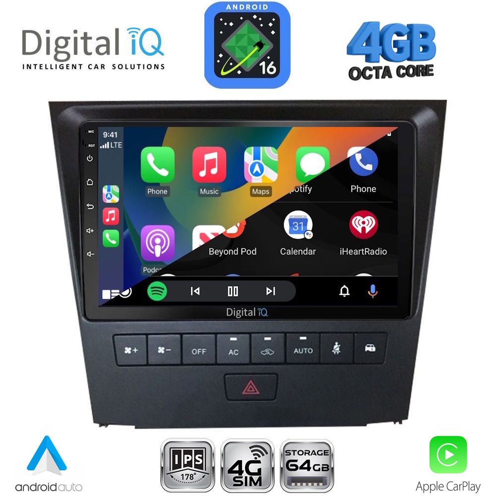 DIGITAL IQ RTG 6341_CPA (9inc) MULTIMEDIA TABLET for LEXUS GS mod. 2004-2011 DIGITAL IQ RTG 6341_CPA (9inc) MULTIMEDIA TABLET for LEXUS GS mod. 2004-2011