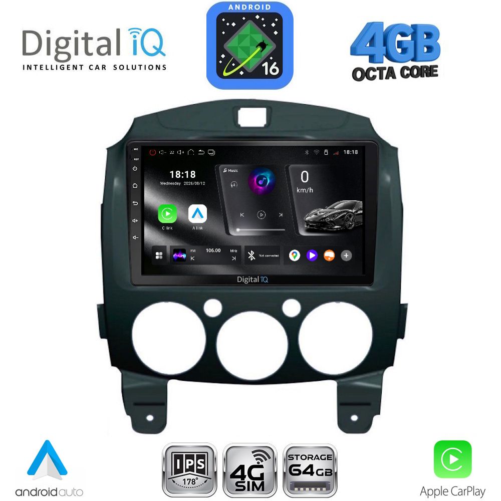 DIGITAL IQ RTG 6361_CPA (9inc) MULTIMEDIA TABLET for MAZDA 2 mod. 2007-2014 DIGITAL IQ RTG 6361_CPA (9inc) MULTIMEDIA TABLET for MAZDA 2 mod. 2007-2014