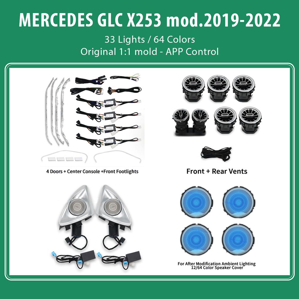 DIQ AMBIENT 8161 DCQ - BENZ GLC (X253) (Digital iQ Ambient Light for Mercedes GLC (X253) mod. 2019-2022 with 33 Lights) DIQ AMBIENT 8161 DCQ - BENZ GLC (X253) (Digital iQ Ambient Light for Mercedes GLC (X253) mod. 2019-2022 with 33 Lights)