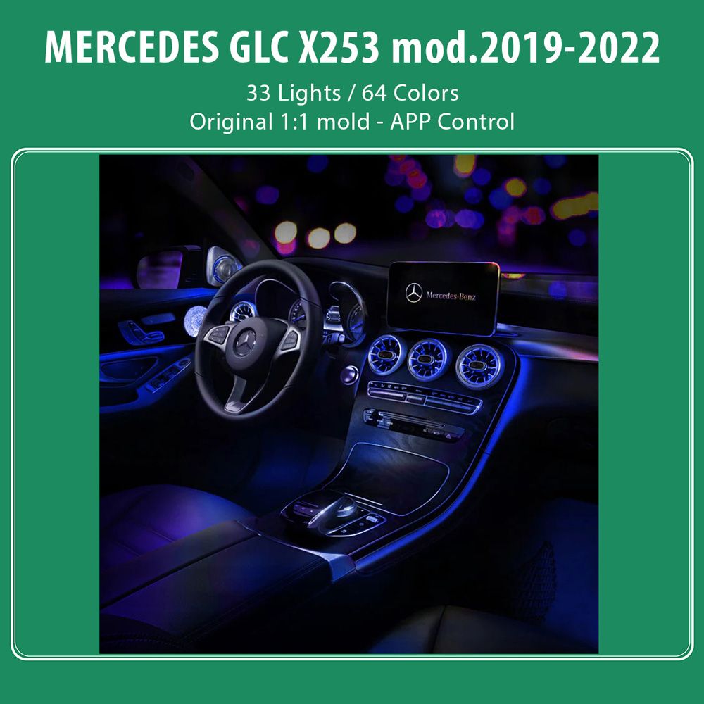 DIQ AMBIENT 8161 DCQ - BENZ GLC (X253) (Digital iQ Ambient Light for Mercedes GLC (X253) mod. 2019-2022 with 33 Lights) DIQ AMBIENT 8161 DCQ - BENZ GLC (X253) (Digital iQ Ambient Light for Mercedes GLC (X253) mod. 2019-2022 with 33 Lights)