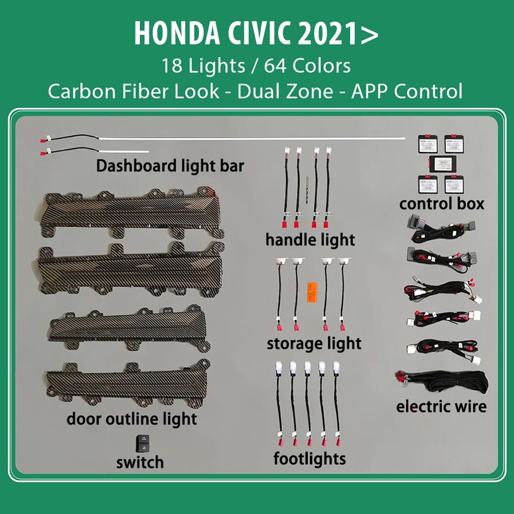 DIQ AMBIENT HONDA CIVIC XI mod. 2021> (Digital iQ Ambient Light for Honda Civic mod. 2021> with 18 Lights) DIQ AMBIENT HONDA CIVIC XI mod. 2021> (Digital iQ Ambient Light for Honda Civic mod. 2021> with 18 Lights)