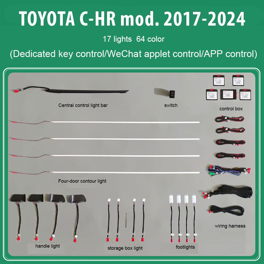 DIQ AMBIENT TOYOTA FT06 (Digital iQ Ambient Light for TOYOTA CHR mod. 2017-2024 with 17 Lights) DIQ AMBIENT TOYOTA FT06 (Digital iQ Ambient Light for TOYOTA CHR mod. 2017-2024 with 17 Lights)