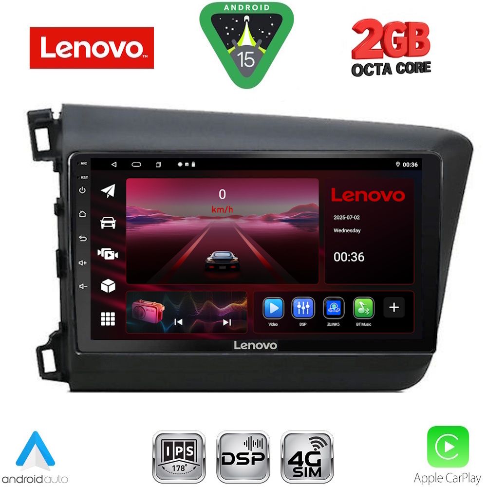 LENOVO LVF 51904D_CPA (9inc) MULTIMEDIA TABLET for HONDA CIVIC 4Doors mod. 2012-2016 LENOVO LVF 51904D_CPA (9inc) MULTIMEDIA TABLET for HONDA CIVIC 4Doors mod. 2012-2016