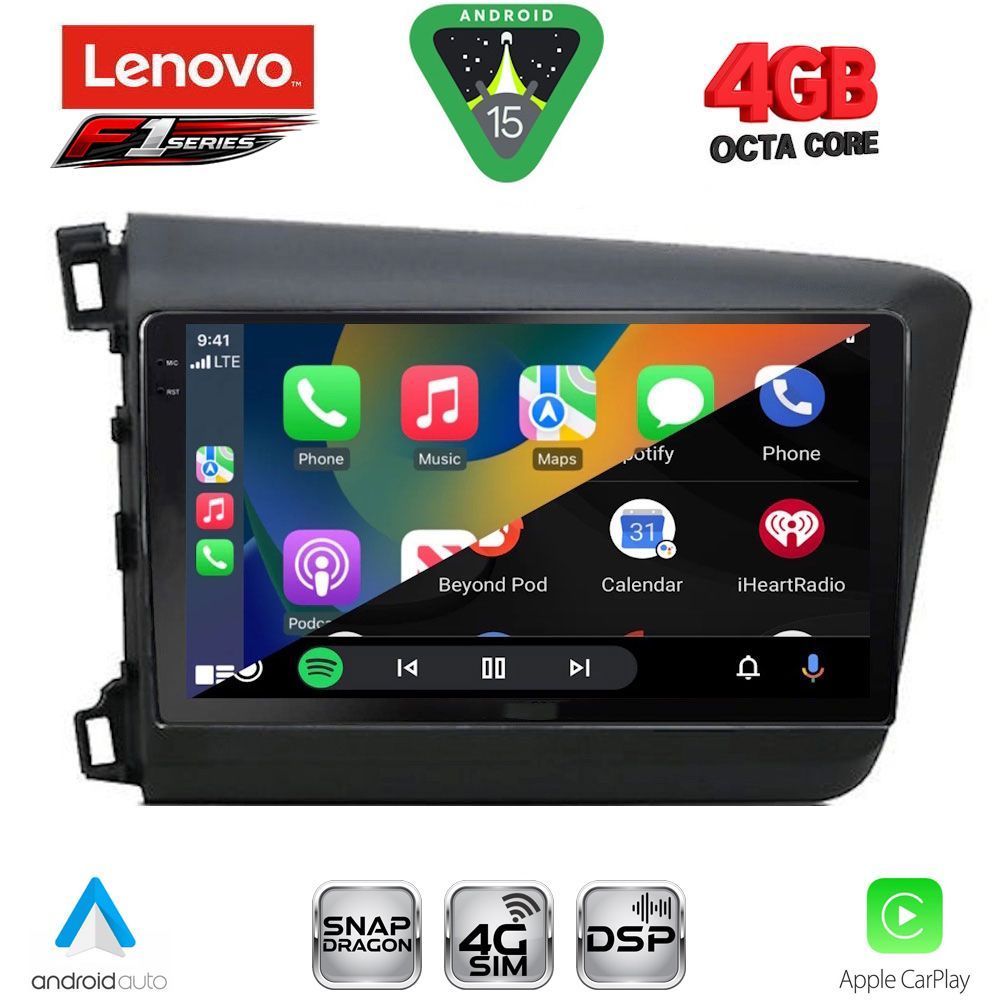 LENOVO SSQ 91904D_CPA (9inc) MULTIMEDIA TABLET for HONDA CIVIC 4Doors mod. 2012-2016 LENOVO SSQ 91904D_CPA (9inc) MULTIMEDIA TABLET for HONDA CIVIC 4Doors mod. 2012-2016