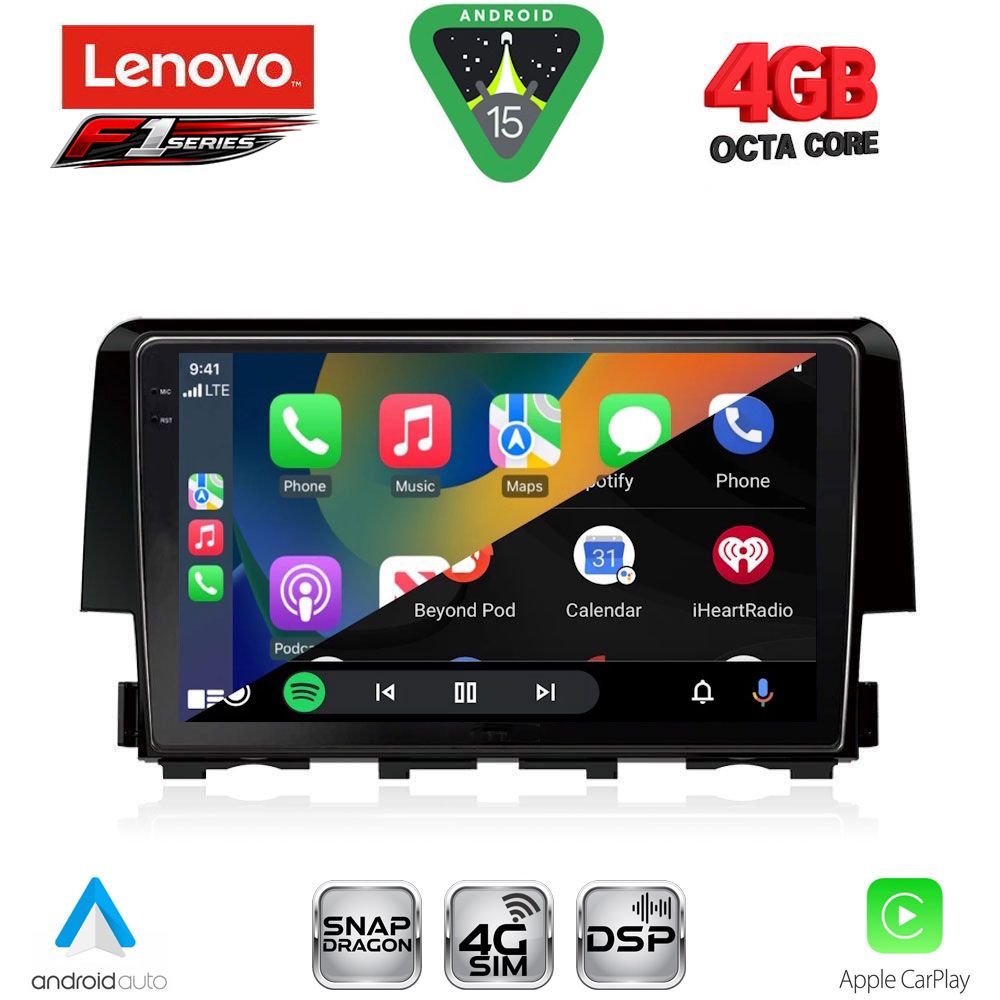 LENOVO SSQ 9191_CPA (9inc) MULTIMEDIA TABLET for HONDA CIVIC mod. 2016-2021 LENOVO SSQ 9191_CPA (9inc) MULTIMEDIA TABLET for HONDA CIVIC mod. 2016-2021