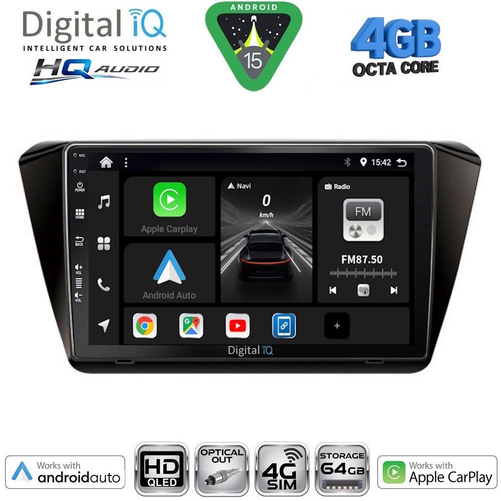 DIGITAL IQ BXK 19605_CPAA (10inc) MULTIMEDIA TABLET for SKODA SUPERB mod. 2015-2023 DIGITAL IQ BXK 19605_CPAA (10inc) MULTIMEDIA TABLET for SKODA SUPERB mod. 2015-2023