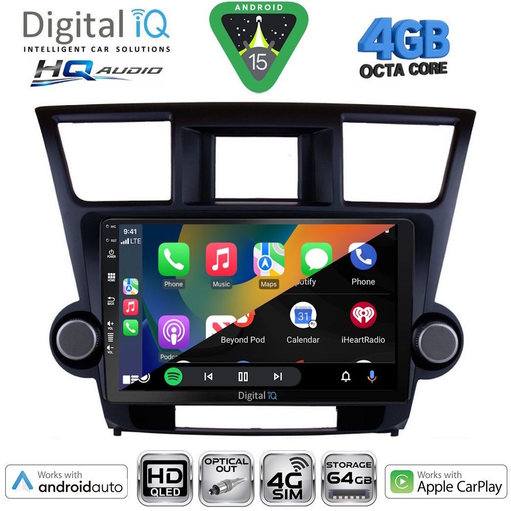 DIGITAL IQ BXK 19719_CPAA (10inc) MULTIMEDIA TABLET for TOYOTA HIGHLANDER mod. 2008-2015 DIGITAL IQ BXK 19719_CPAA (10inc) MULTIMEDIA TABLET for TOYOTA HIGHLANDER mod. 2008-2015