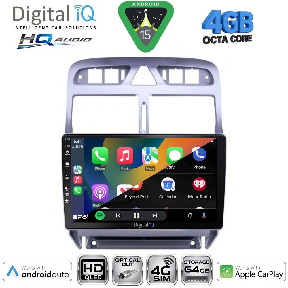 DIGITAL IQ BXK 19512_CPAA (9inc) MULTIMEDIA TABLET for PEUGEOT 307 mod. 2001-2008 DIGITAL IQ BXK 19512_CPAA (9inc) MULTIMEDIA TABLET for PEUGEOT 307 mod. 2001-2008