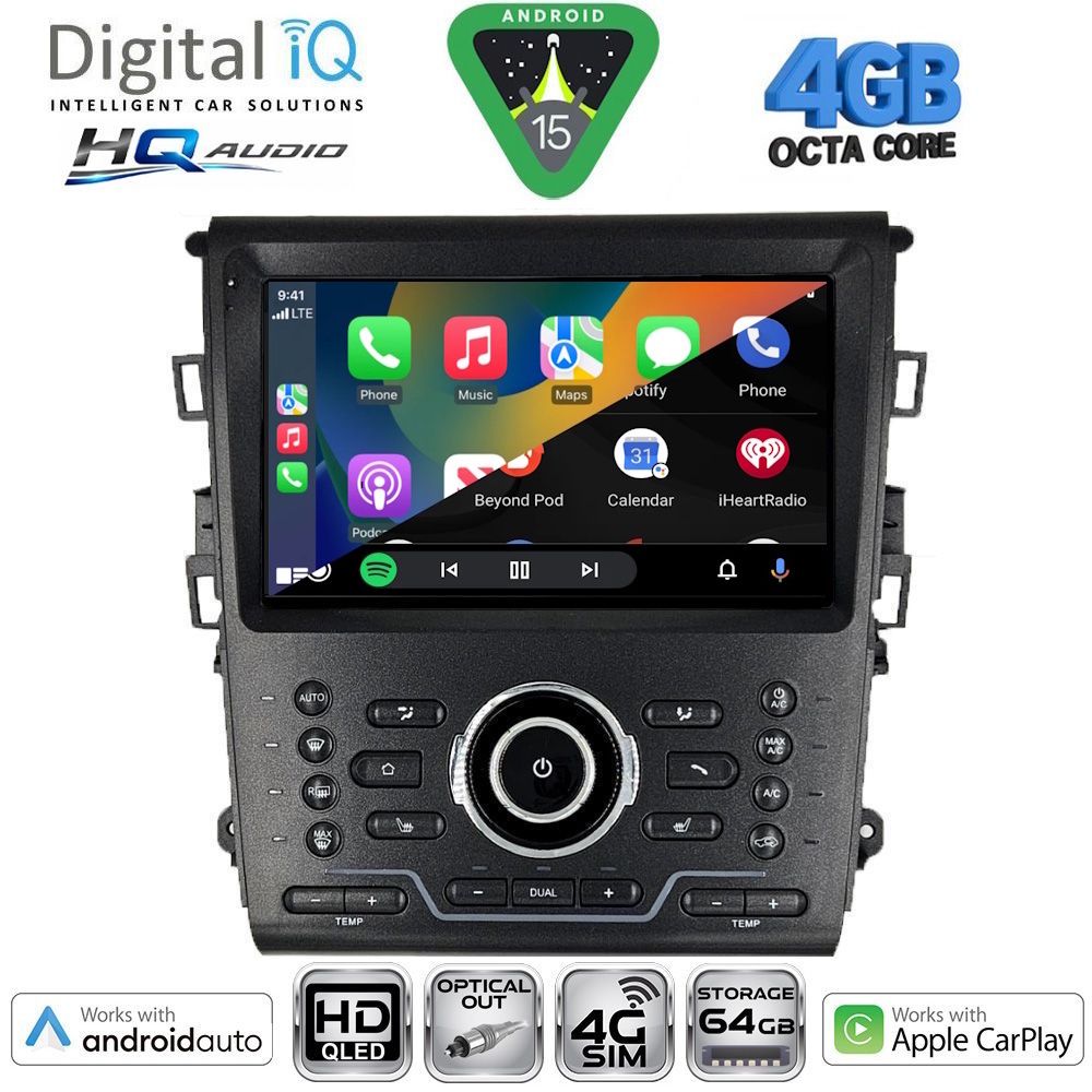 DIGITAL IQ BXK 19164_CPAA CLIMA (9inc) MULTIMEDIA TABLET for FORD MONDEO mod. 2014-2023 DIGITAL IQ BXK 19164_CPAA CLIMA (9inc) MULTIMEDIA TABLET for FORD MONDEO mod. 2014-2023