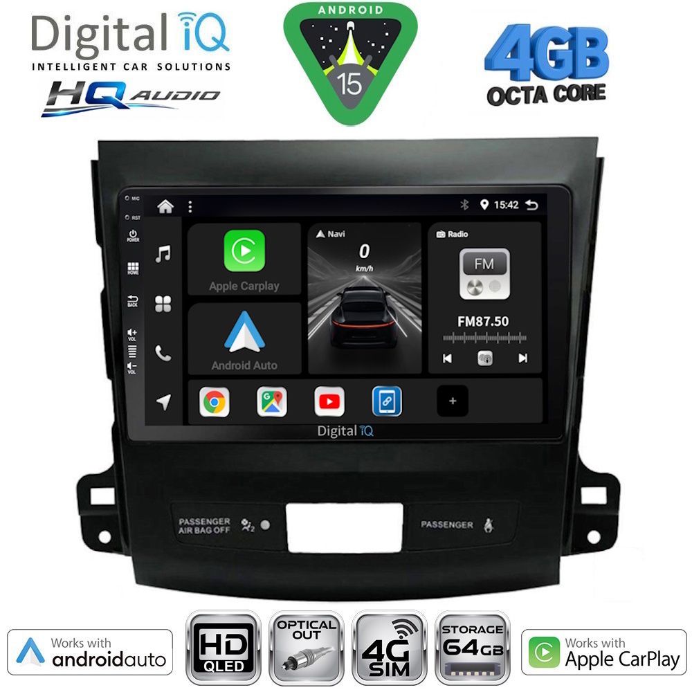 DIGITAL IQ BXK 19442_CPAA (9inc) MULTIMEDIA TABLET for CITROEN C-CROSSER | MITSUBISHI OUTLANDER | PEUGEOT 4007 mod. 2006-2012 DIGITAL IQ BXK 19442_CPAA (9inc) MULTIMEDIA TABLET for CITROEN C-CROSSER | MITSUBISHI OUTLANDER | PEUGEOT 4007 mod. 2006-2012