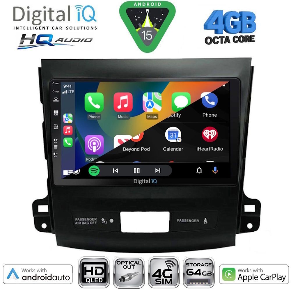 DIGITAL IQ BXK 19442_CPAA (9inc) MULTIMEDIA TABLET for CITROEN C-CROSSER | MITSUBISHI OUTLANDER | PEUGEOT 4007 mod. 2006-2012 DIGITAL IQ BXK 19442_CPAA (9inc) MULTIMEDIA TABLET for CITROEN C-CROSSER | MITSUBISHI OUTLANDER | PEUGEOT 4007 mod. 2006-2012
