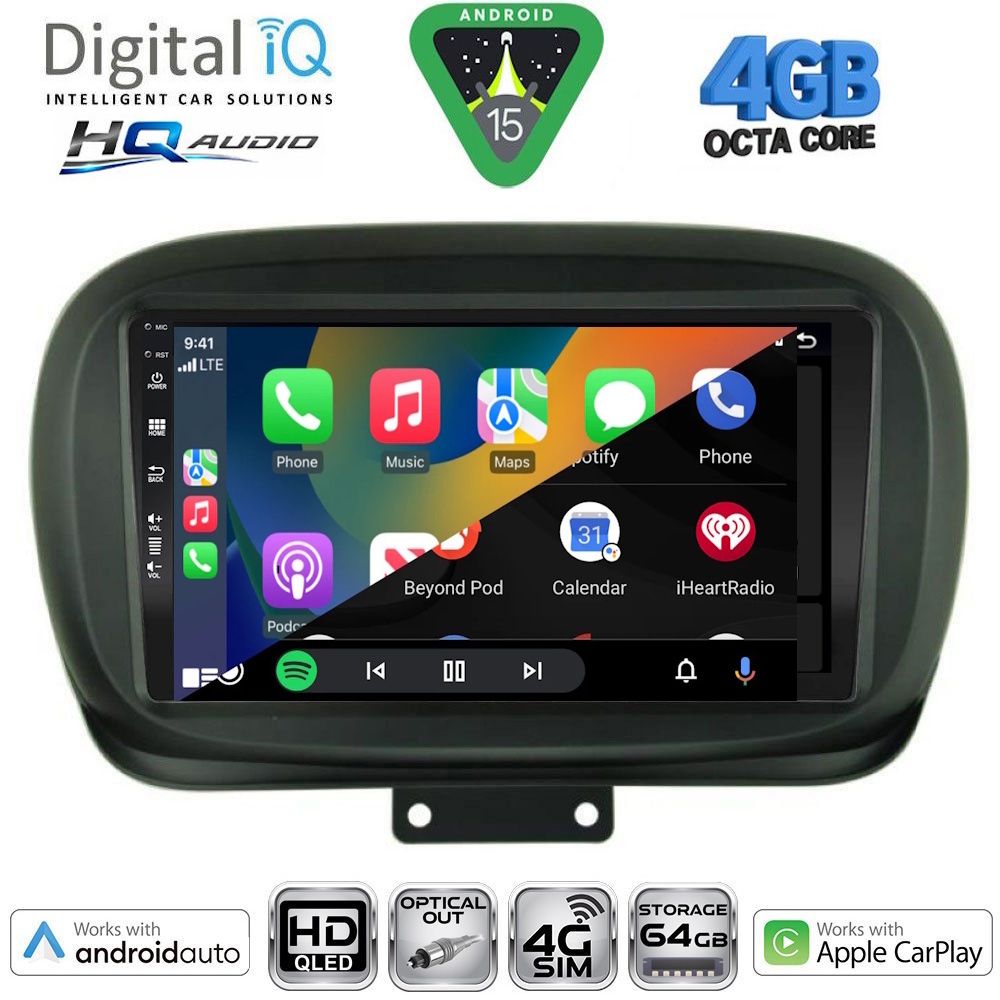 DIGITAL IQ BXK 19134_CPAA (9inc) MULTIMEDIA TABLET for FIAT 500Χ mod. 2014-2024 DIGITAL IQ BXK 19134_CPAA (9inc) MULTIMEDIA TABLET for FIAT 500Χ mod. 2014-2024