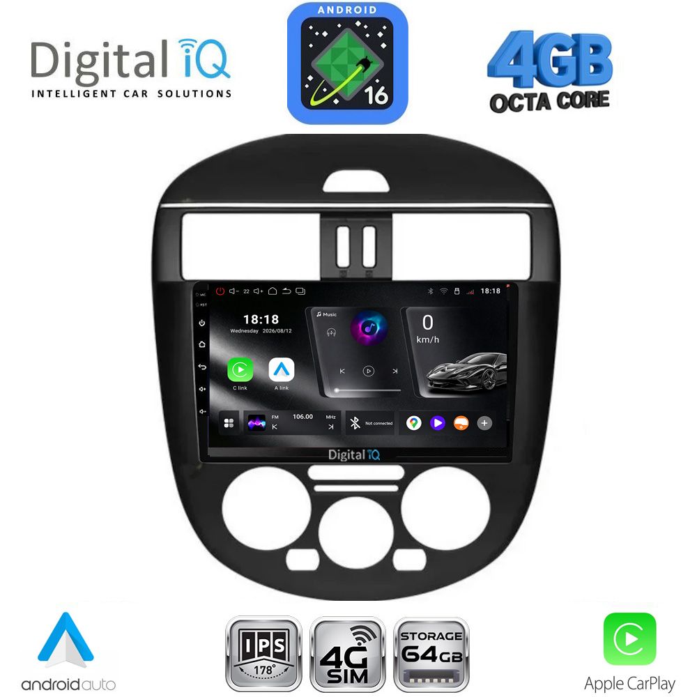 DIGITAL IQ RTG 6465B AC_CPA (9inc) MULTIMEDIA TABLET for NISSAN TIIDA mod. 2013-2023 with A/C DIGITAL IQ RTG 6465B AC_CPA (9inc) MULTIMEDIA TABLET for NISSAN TIIDA mod. 2013-2023 with A/C