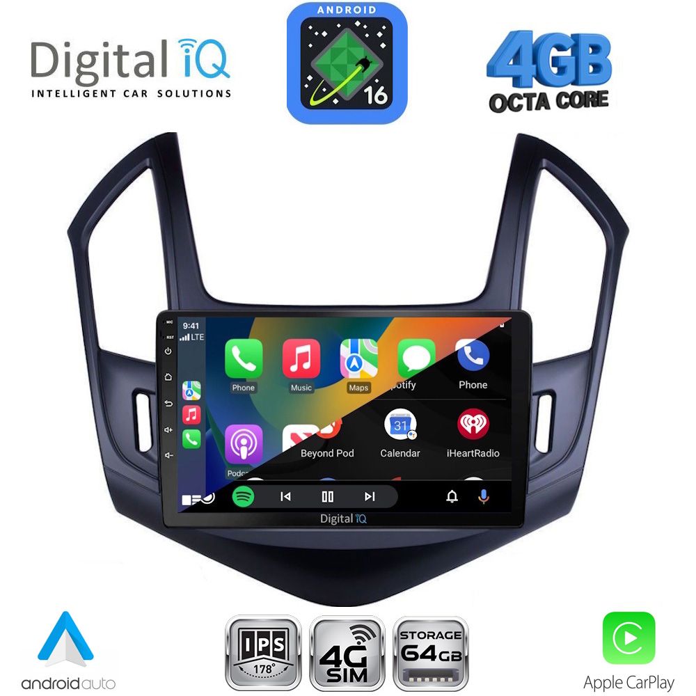 DIGITAL IQ RTG 6076B_CPA (9inc) MULTIMEDIA TABLET for CHEVROLET CRUZE mod. 2013-2015 DIGITAL IQ RTG 6076B_CPA (9inc) MULTIMEDIA TABLET for CHEVROLET CRUZE mod. 2013-2015