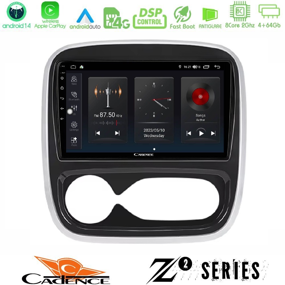 Cadence Z2 Series 8Core Android14 4+64GB Renault/Nissan/Opel/Fiat Navigation Multimedia Tablet 9 Με Carplay & Android Auto (AUTO A/C) Cadence Z2 Series 8Core Android14 4+64GB Renault/Nissan/Opel/Fiat Navigation Multimedia Tablet 9 Με Carplay & Android Auto (AUTO A/C)