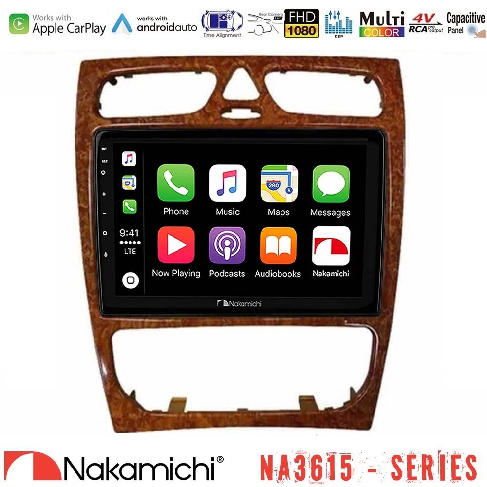 Nakamichi NA3615 Series Με Wireless Carplay & Android Auto Mercedes C Class (W203) Media Station Tablet 9 (Wooden Style) Nakamichi NA3615 Series Με Wireless Carplay & Android Auto Mercedes C Class (W203) Media Station Tablet 9 (Wooden Style)