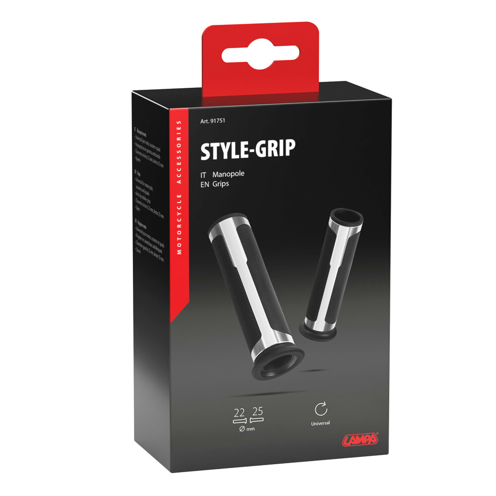 ΧΕΡΟΥΛΙΑ MOTO STYLE GRIP ΜΑΥΡΟ/ΑΣΗΜΙ ΧΡΩΜΑ 22mm+25mm 12cm LAMPA - 2 τεμ. ΧΕΡΟΥΛΙΑ MOTO STYLE GRIP ΜΑΥΡΟ/ΑΣΗΜΙ ΧΡΩΜΑ 22mm+25mm 12cm LAMPA - 2 τεμ.