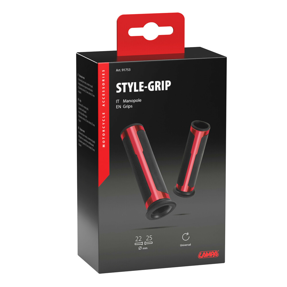 ΧΕΡΟΥΛΙΑ MOTO STYLE GRIP ΜΑΥΡΟ/ΚΟΚΚΙΝΟ ΧΡΩΜΑ 22mm+25mm 12cm LAMPA - 2 τεμ. ΧΕΡΟΥΛΙΑ MOTO STYLE GRIP ΜΑΥΡΟ/ΚΟΚΚΙΝΟ ΧΡΩΜΑ 22mm+25mm 12cm LAMPA - 2 τεμ.