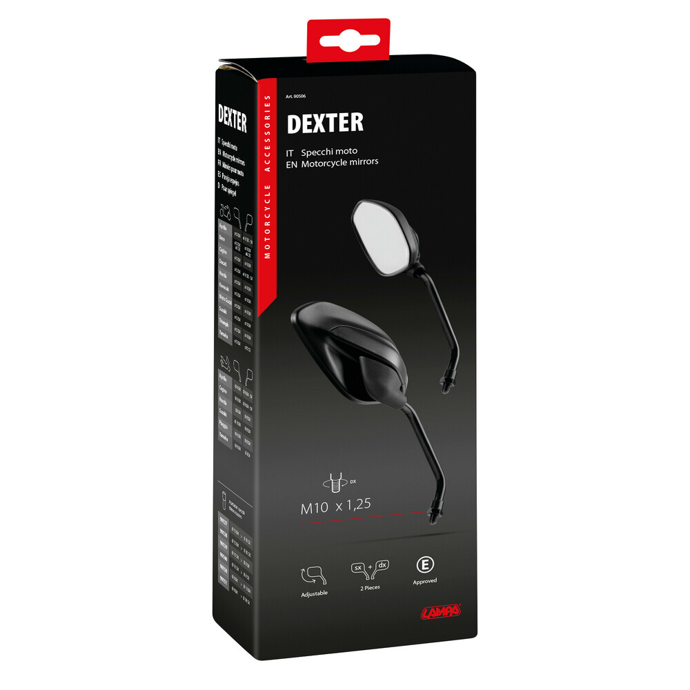 ΚΑΘΡΕΠΤΕΣ MOTO M10x1,25 DX ΜΑΥΡΟ ΧΡΩΜΑ DEXTER LAMPA - 2 ΤΕΜ. ΚΑΘΡΕΠΤΕΣ MOTO M10x1,25 DX ΜΑΥΡΟ ΧΡΩΜΑ DEXTER LAMPA - 2 ΤΕΜ.