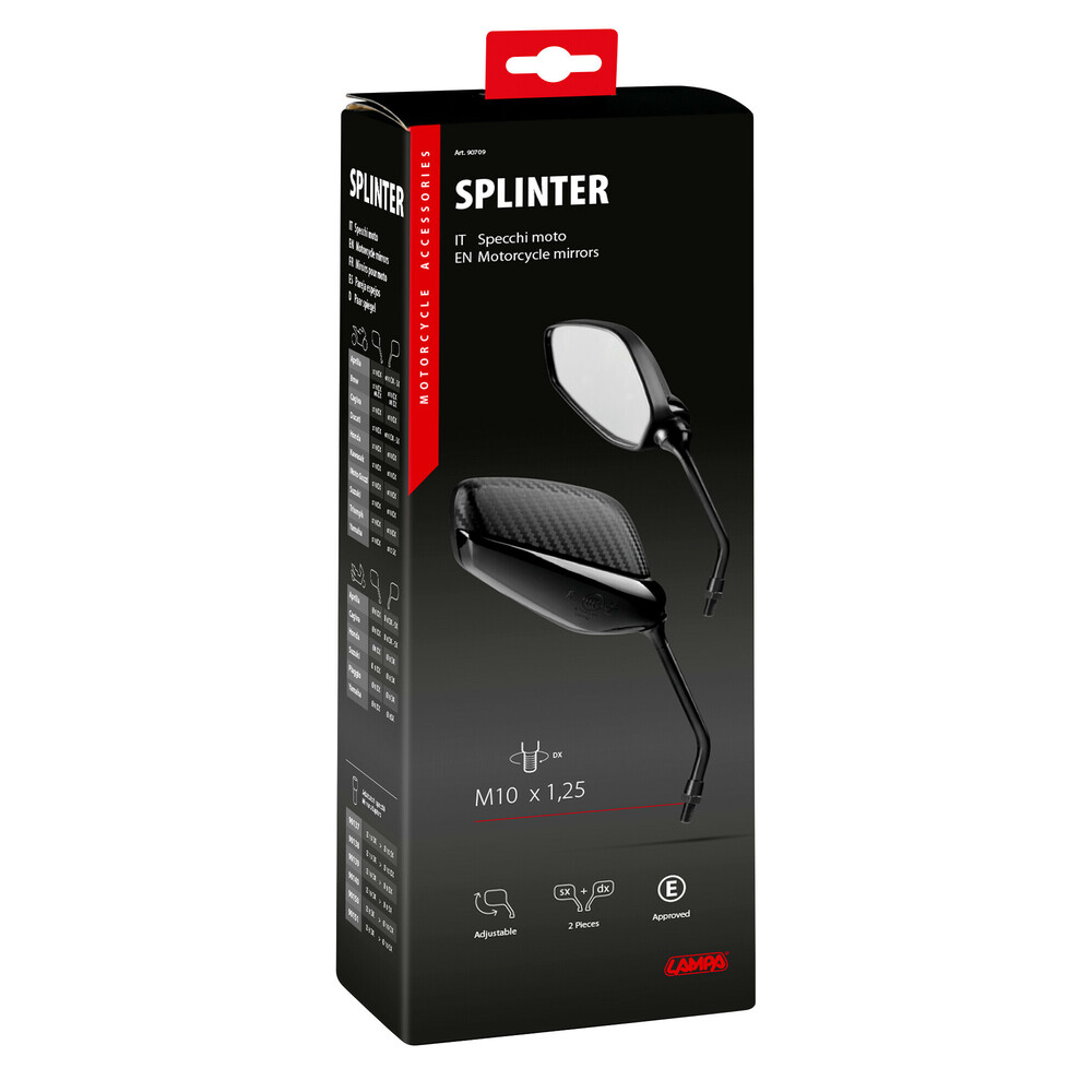 ΚΑΘΡΕΠΤΕΣ MOTO M10x1,25 ΜΑΥΡΟ/ CARBON ΧΡΩΜΑ SPLINTER LAMPA - 2 ΤΕΜ. ΚΑΘΡΕΠΤΕΣ MOTO M10x1,25 ΜΑΥΡΟ/ CARBON ΧΡΩΜΑ SPLINTER LAMPA - 2 ΤΕΜ.