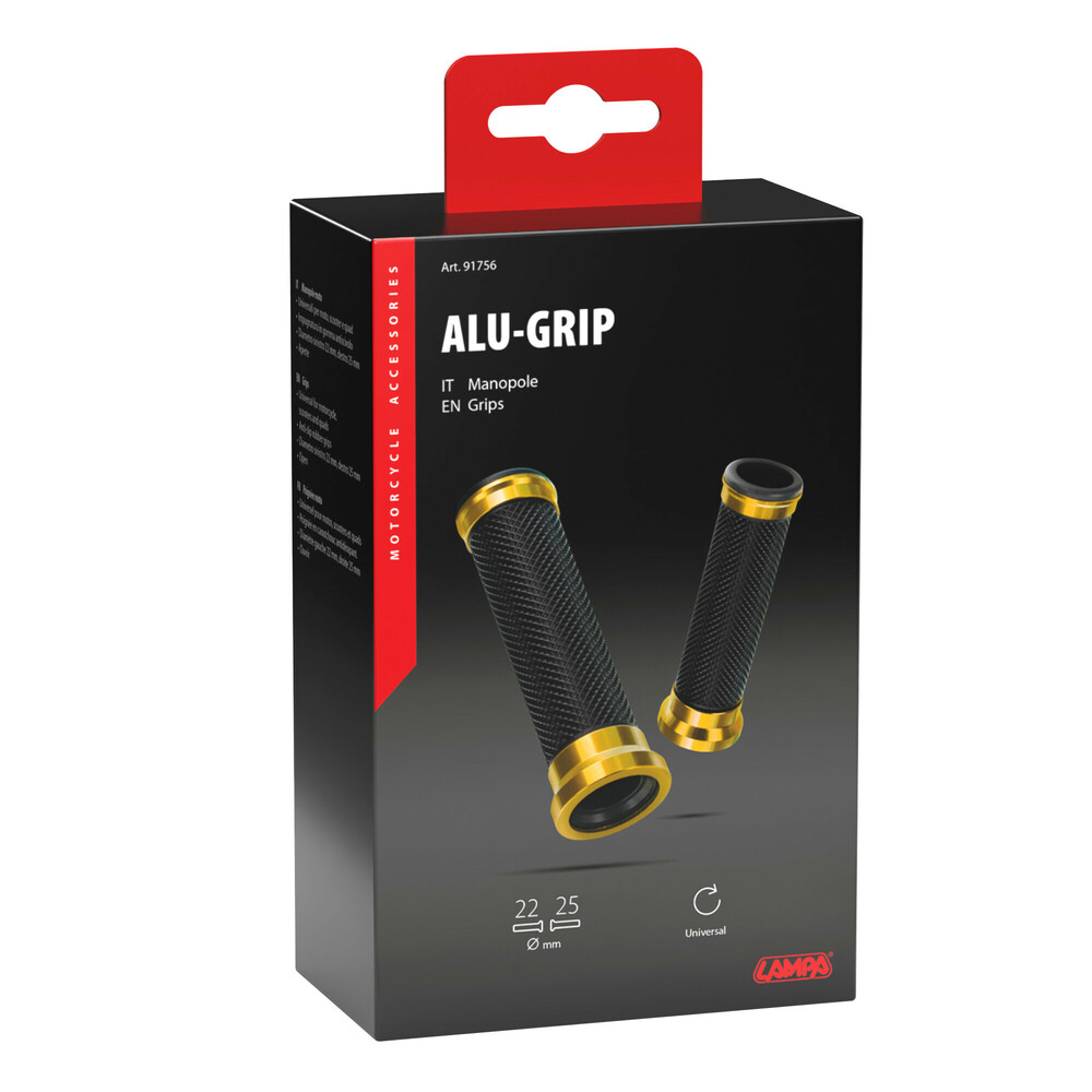 ΧΕΡΟΥΛΙΑ MOTO ALU GRIP ΜΑΥΡΟ/ΧΡΥΣΟ ΧΡΩΜΑ 22mm+25mm 12cm LAMPA - 2 τεμ. ΧΕΡΟΥΛΙΑ MOTO ALU GRIP ΜΑΥΡΟ/ΧΡΥΣΟ ΧΡΩΜΑ 22mm+25mm 12cm LAMPA - 2 τεμ.