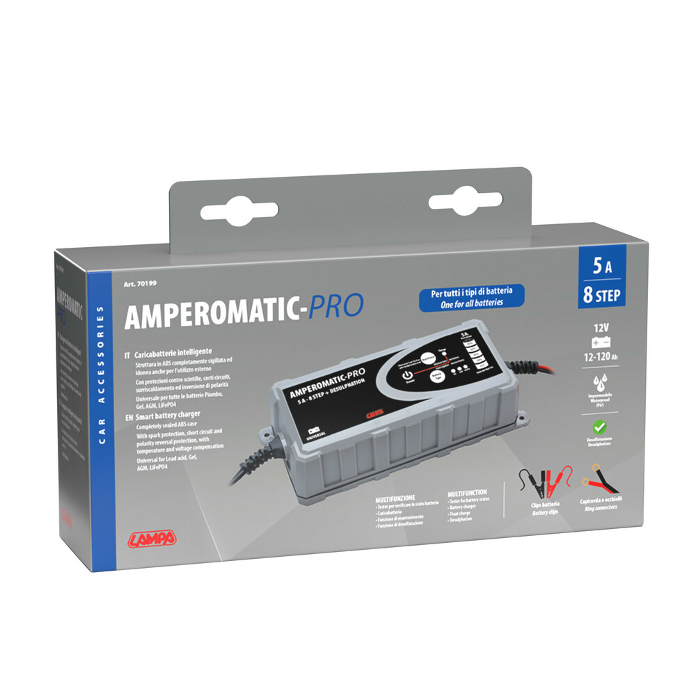 ΦΟΡΤΙΣΤΗΣ ΜΠΑΤΑΡΙΑΣ AMPEROMATIC PRO 12V 5A 12>120Ah GEL/STD/SMF/AGM/EFB/LiFePo4 ΦΟΡΤΙΣΤΗΣ ΜΠΑΤΑΡΙΑΣ AMPEROMATIC PRO 12V 5A 12>120Ah GEL/STD/SMF/AGM/EFB/LiFePo4