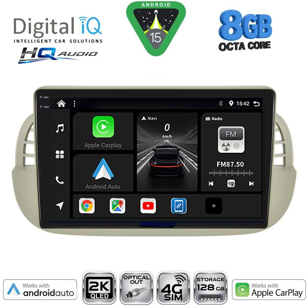 DIGITAL IQ BXK 20130BG_CPAA (9inc) MULTIMEDIA TABLET for FIAT 500 mod. 2007-2015 (BEIGE) DIGITAL IQ BXK 20130BG_CPAA (9inc) MULTIMEDIA TABLET for FIAT 500 mod. 2007-2015 (BEIGE)