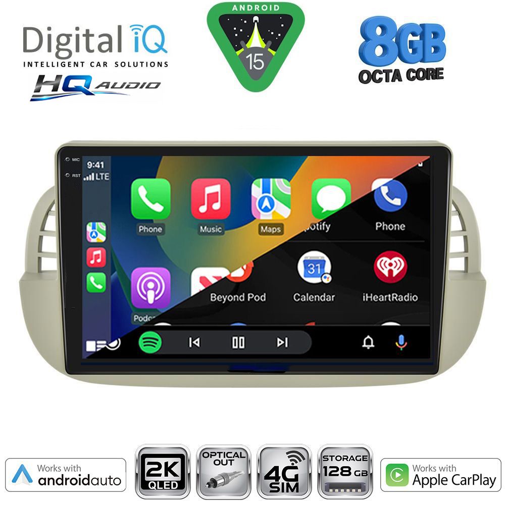 DIGITAL IQ BXK 20130BG_CPAA (9inc) MULTIMEDIA TABLET for FIAT 500 mod. 2007-2015 (BEIGE) DIGITAL IQ BXK 20130BG_CPAA (9inc) MULTIMEDIA TABLET for FIAT 500 mod. 2007-2015 (BEIGE)