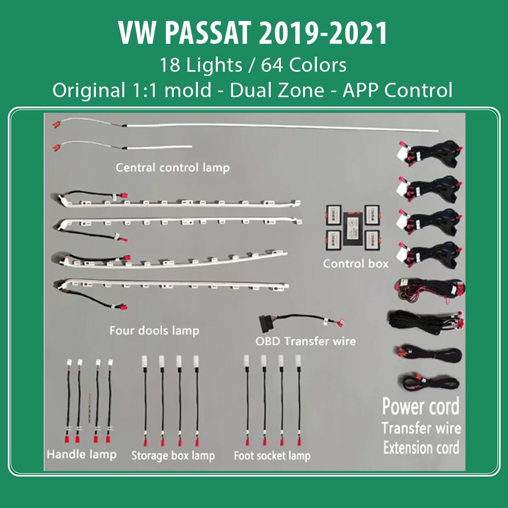 DIQ AMBIENT VW PASSAT III mod. 2019-2023 (Digital iQ Ambient Light for VW Passat mod. 2019-2023 with 18 Lights) DIQ AMBIENT VW PASSAT III mod. 2019-2023 (Digital iQ Ambient Light for VW Passat mod. 2019-2023 with 18 Lights)
