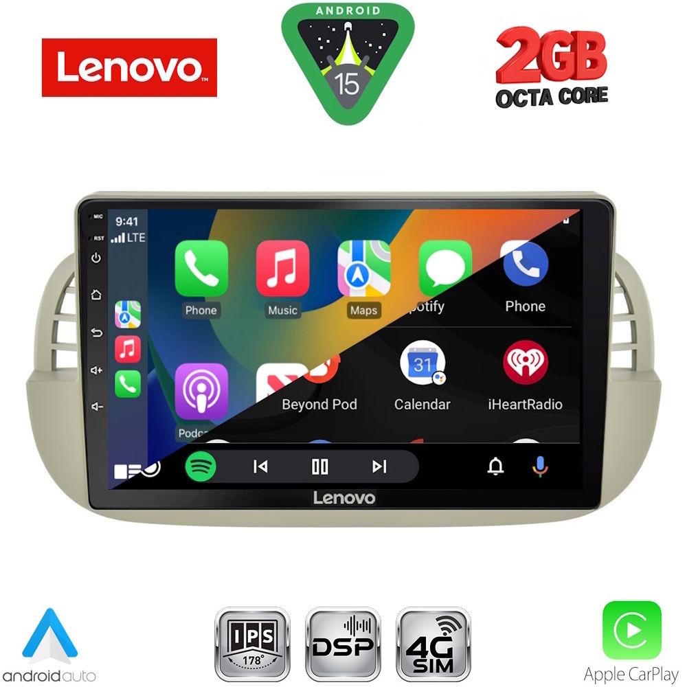 LENOVO LVF 5130BG_CPA (9inc) MULTIMEDIA TABLET for FIAT 500 mod. 2007-2015 (BEIGE) LENOVO LVF 5130BG_CPA (9inc) MULTIMEDIA TABLET for FIAT 500 mod. 2007-2015 (BEIGE)
