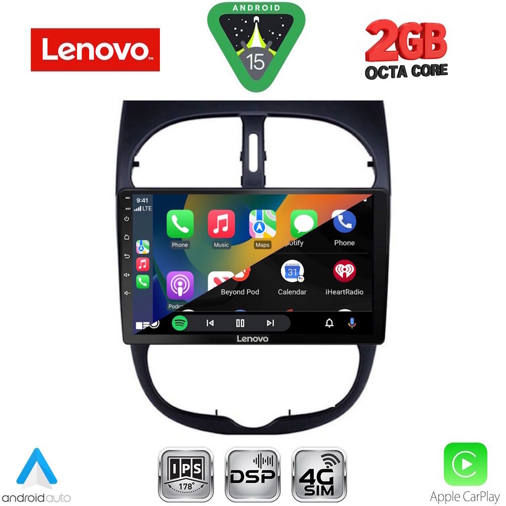 LENOVO LVF 5506_CPA (9inc) MULTIMEDIA TABLET for PEUGEOT 206 mod. 1998-2006 LENOVO LVF 5506_CPA (9inc) MULTIMEDIA TABLET for PEUGEOT 206 mod. 1998-2006