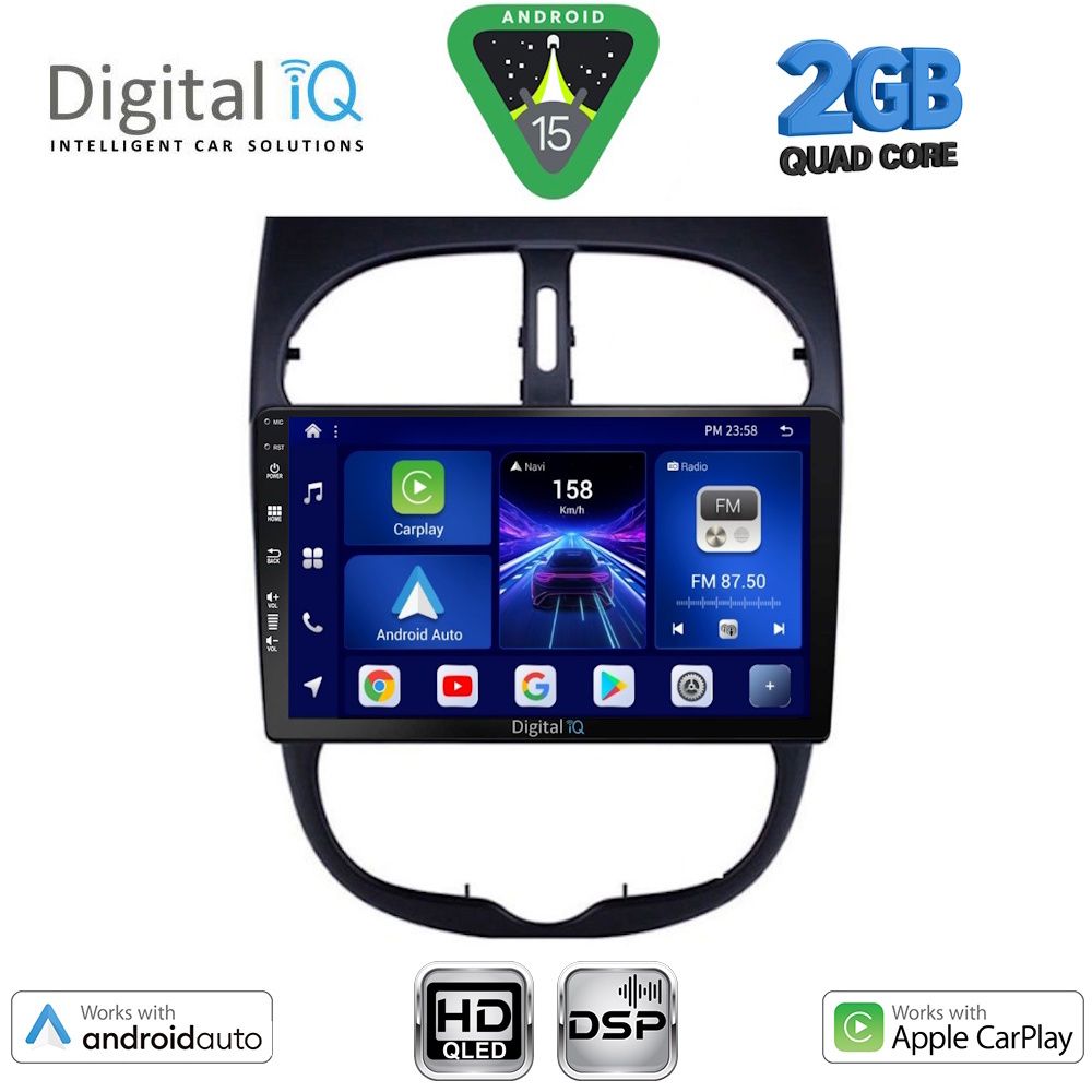 DIGITAL IQ BXC 3506_CPAA (9inc) MULTIMEDIA TABLET for PEUGEOT 206 mod. 1998-2006 DIGITAL IQ BXC 3506_CPAA (9inc) MULTIMEDIA TABLET for PEUGEOT 206 mod. 1998-2006