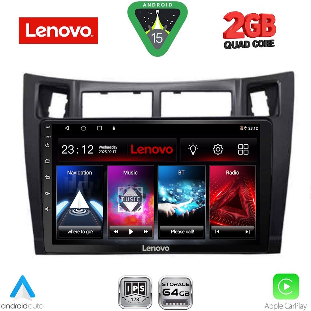 LENOVO LVD 2736BL_CPA (9inc) MULTIMEDIA TABLET for TOYOTA YARIS mod. 2006-2011 (BLACK) LENOVO LVD 2736BL_CPA (9inc) MULTIMEDIA TABLET for TOYOTA YARIS mod. 2006-2011 (BLACK)