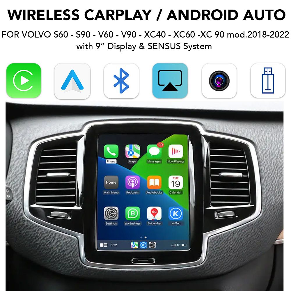DIGITAL IQ VL 510F CPA (WIRELESS CARPLAY / ANDROID AUTO BOX for VOLVO V90 – S90 – XC40 - XC60 -XC90 mod. 2017-2022 for 9" Display) DIGITAL IQ VL 510F CPA (WIRELESS CARPLAY / ANDROID AUTO BOX for VOLVO V90 – S90 – XC40 - XC60 -XC90 mod. 2017-2022 for 9" Display)