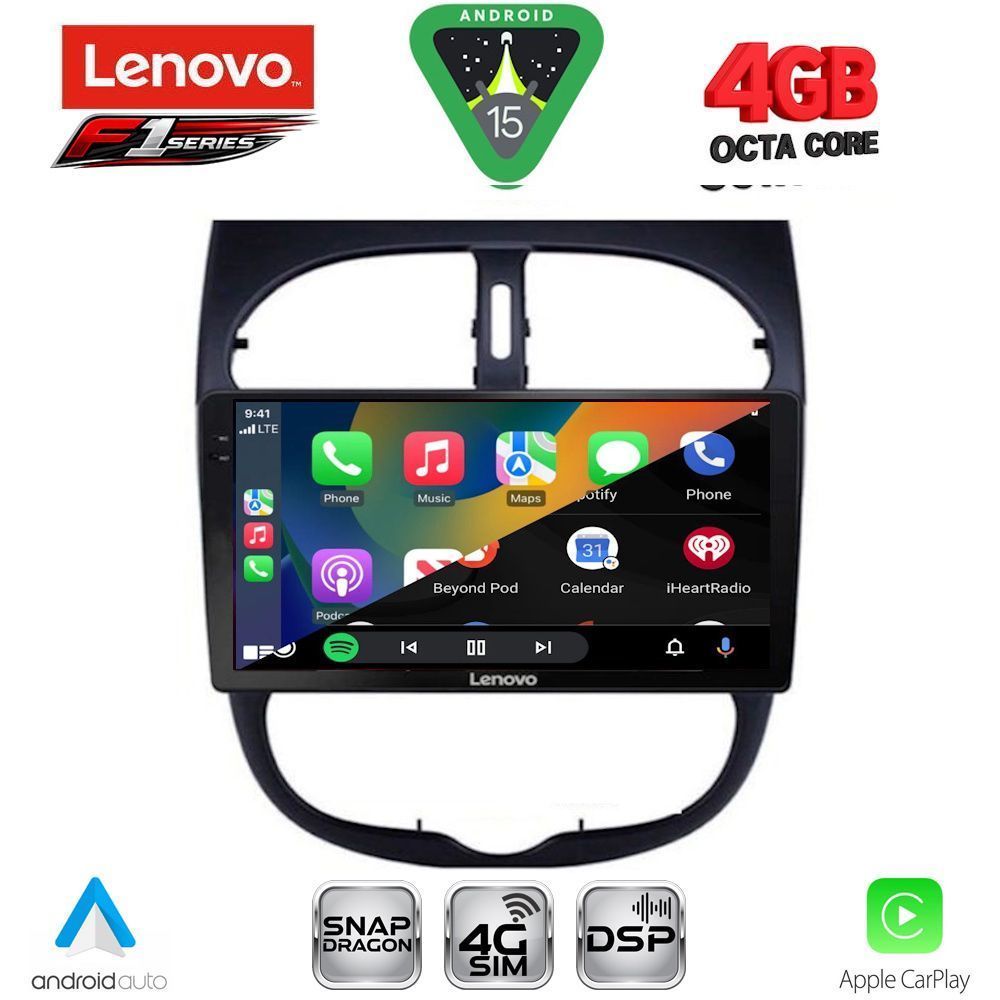 LENOVO SSQ 9506_CPA (9inc) MULTIMEDIA TABLET for PEUGEOT 206 mod. 1998-2006 LENOVO SSQ 9506_CPA (9inc) MULTIMEDIA TABLET for PEUGEOT 206 mod. 1998-2006