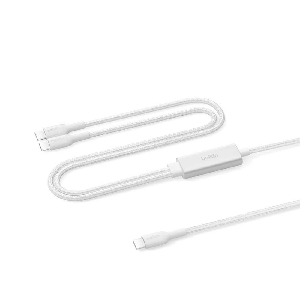BELKIN CAC004hq1.5MWH BRAIDED USB-C TO DUAL USB-C 140W CABLE WHITE BELKIN CAC004hq1.5MWH BRAIDED USB-C TO DUAL USB-C 140W CABLE WHITE