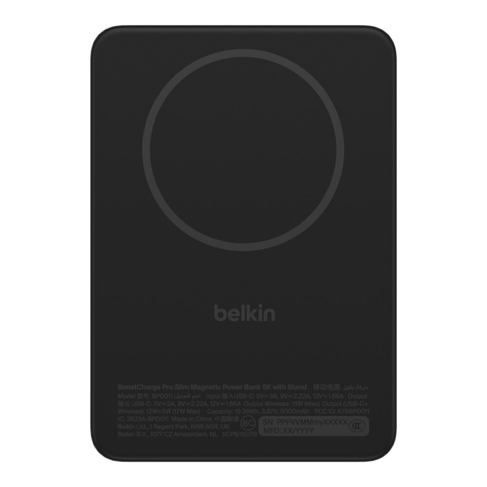 BELKIN BPD011hqBK SLIM MAGNETIC POWERBANK 5K QI2 BLACK BELKIN BPD011hqBK SLIM MAGNETIC POWERBANK 5K QI2 BLACK
