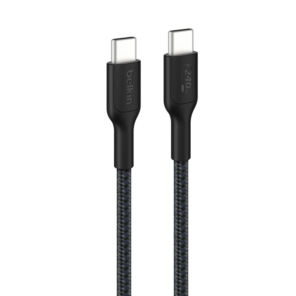 BELKIN CAB025hq1MBK USB-C TO USB-C BRAIDED CABLE 240W 1M BLACK BELKIN CAB025hq1MBK USB-C TO USB-C BRAIDED CABLE 240W 1M BLACK