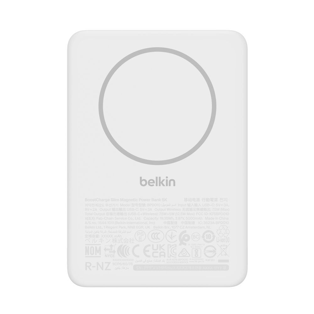 BELKIN BPD010hqWH SLIM MAGNETIC POWERBANK 5K WHITE BELKIN BPD010hqWH SLIM MAGNETIC POWERBANK 5K WHITE