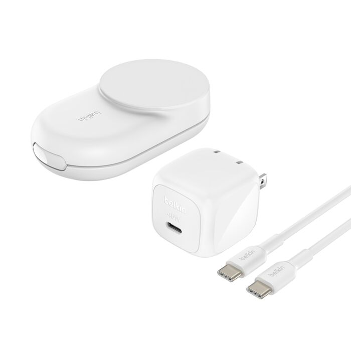BELKIN WIZ037KQWH ULTRACHARGE 25W QI2 3-IN-1 MAGNETIC CHARGER, WHITE, ROUND BELKIN WIZ037KQWH ULTRACHARGE 25W QI2 3-IN-1 MAGNETIC CHARGER, WHITE, ROUND