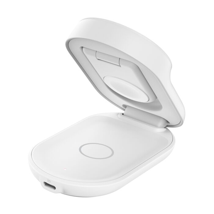 BELKIN WIZ037KQWH ULTRACHARGE 25W QI2 3-IN-1 MAGNETIC CHARGER, WHITE, ROUND BELKIN WIZ037KQWH ULTRACHARGE 25W QI2 3-IN-1 MAGNETIC CHARGER, WHITE, ROUND