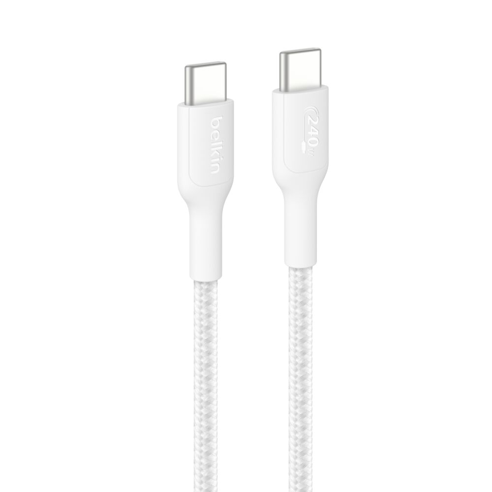 BELKIN CAB025hq1MWH USB-C TO USB-C BRAIDED CABLE 240W 1M WHITE BELKIN CAB025hq1MWH USB-C TO USB-C BRAIDED CABLE 240W 1M WHITE