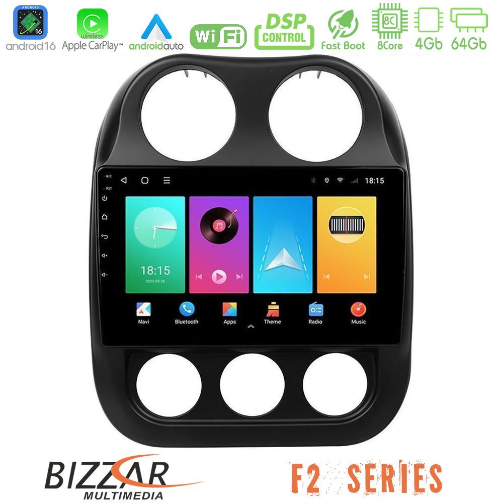 Bizzar F2 Series 8Core Android16 4+64GB Jeep Compass 2012-2016 (Manual A/C) Navigation Multimedia Tablet 10 Bizzar F2 Series 8Core Android16 4+64GB Jeep Compass 2012-2016 (Manual A/C) Navigation Multimedia Tablet 10