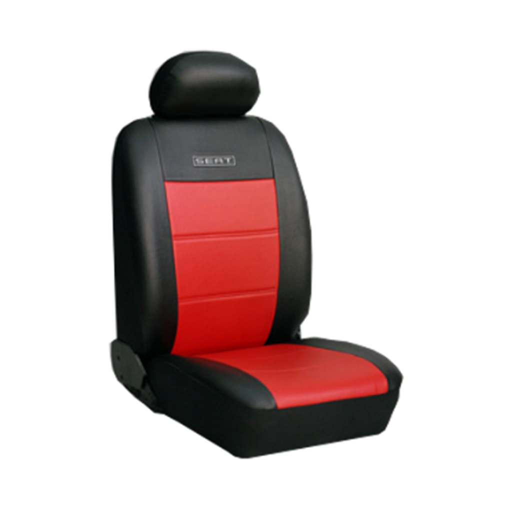 Πλήρες Σετ Καλύμματα Καθισμάτων Αυτοκινήτου από Δερματίνη D Χρώματος Κόκκινο-Μαύρο Κέντημα